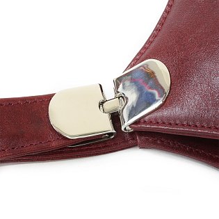 Tmavě červená kožená zipová kabelka se dvěma popruhy 212-8013-31