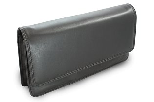 Černé kožené psaníčko s popruhem 214-4071-60