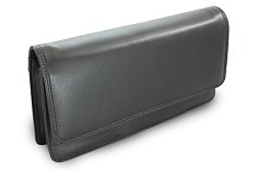 Černé kožené psaníčko s popruhem 214-4071-60