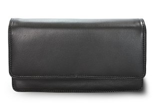 Černé kožené psaníčko s popruhem 214-4071-60