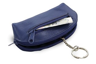 Modrá kožená dvouzipová klíčenka 619-0367-97