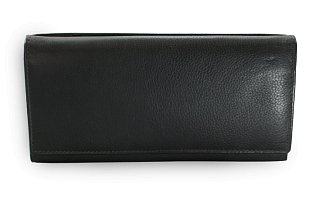 Černá dámská psaníčková kožená peněženka s klopnou 511-2018-60