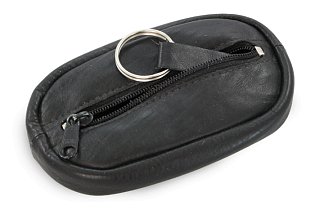 Černá kožená zipová klíčenka 619-0366-60