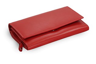 Červená dámská psaníčková kožená peněženka s klopnou 511-2120-31