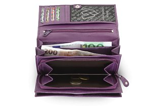 Fialová dámská psaníčková kožená peněženka s klopnou 511-2120-76