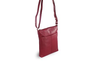 Burgundy kožená zipová kabelka 212-3013-34