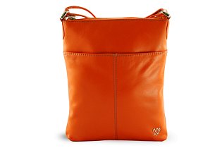 Oranžová kožená zipová kabelka 212-3013-84