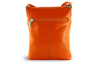 Oranžová kožená zipová kabelka 212-3013-84
