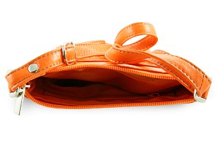 Oranžová kožená zipová kabelka 212-3013-84