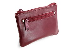 Burgundy kožená dvouzipová klíčenka 619-0370-34