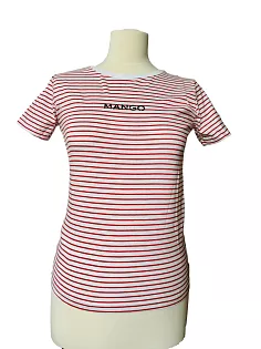 Dámské červenobílé tričko Mango S