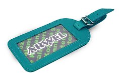 Tyrkysově modrá kožená visačka na zavazadlo 619-5405-53