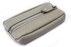 Šedá kožená klíčenka se zipovou kapsou 619-2418-24