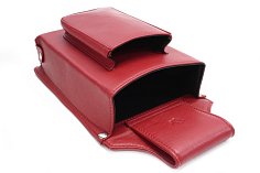 Červená kožené číšnické pouzdro pro flek 613-0407-31