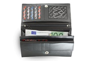 Černá dámská kožená psaníčková peněženka s klopnou 511-4027-60