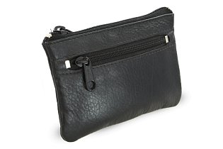 Černá kožená dvouzipová klíčenka 619-0370-60