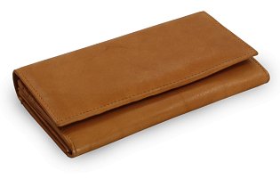 Světle hnědá dámská psaníčková kožená peněženka s klopnou 511-7233-05