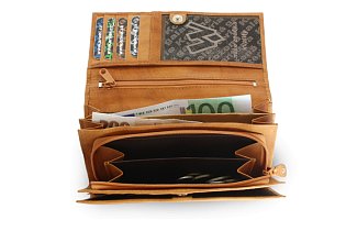 Světle hnědá dámská psaníčková kožená peněženka s klopnou 511-7120-05