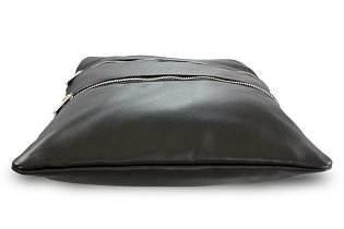 Černá kožená zipová kabelka s popruhem 212-3066-60