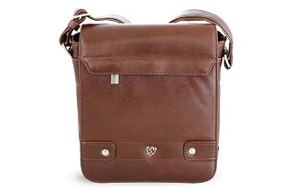 Malý hnědý pánský kožený crossbag s klopnou 215-1701-40