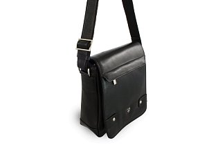 Malý černý pánský kožený crossbag s klopnou 215-1701-60