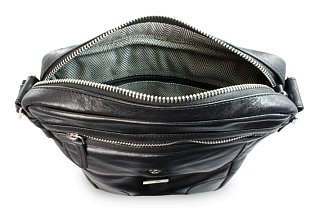 Černý pánský kožený zipový crossbag 215-1792-60