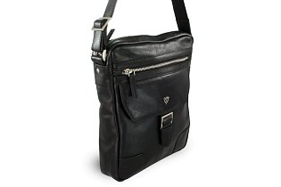 Černý pánský kožený zipový crossbag 215-1792-60